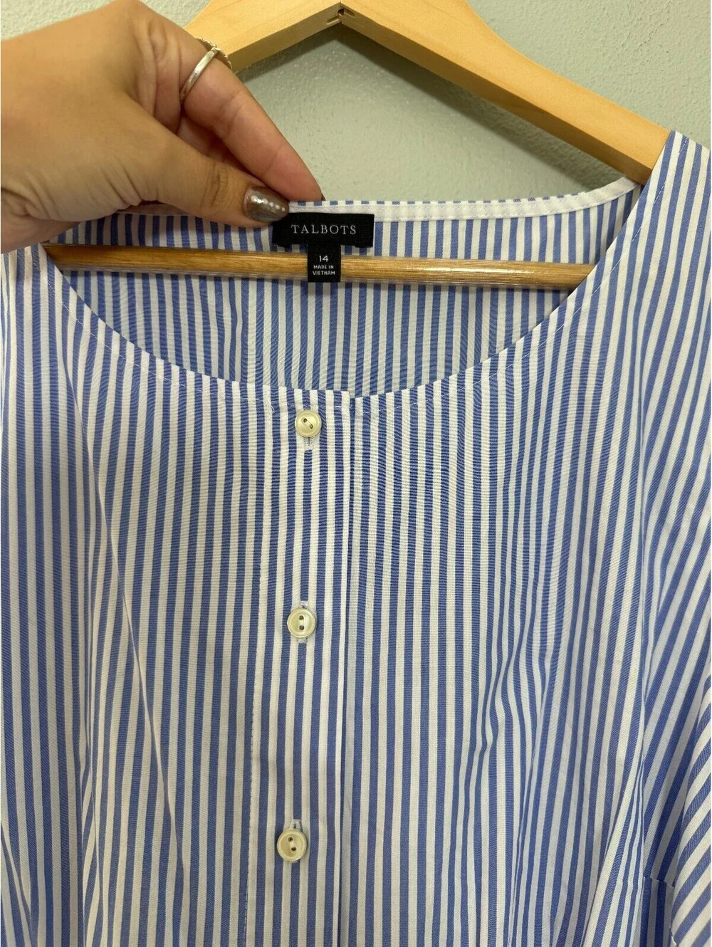 Talbots Poplin Fit & Flare Striped Midi Dress - Women's 14 NWOT